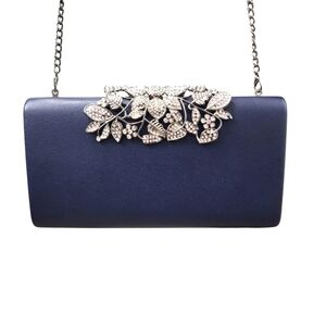 Blue Crystal Embellished Clutch